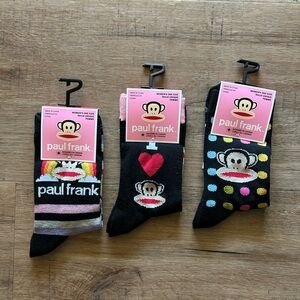 NWT Unisex Paul Frank Julius Crew Socks - 3 Pairs